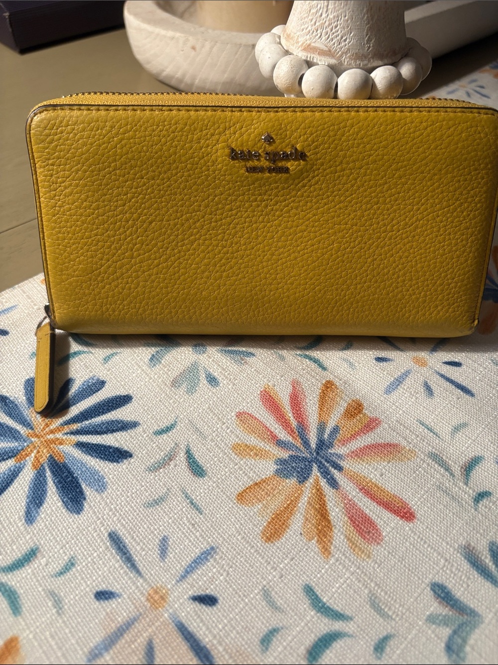 kate spade Yellow Pebbled Zip Wallet No Call Outs